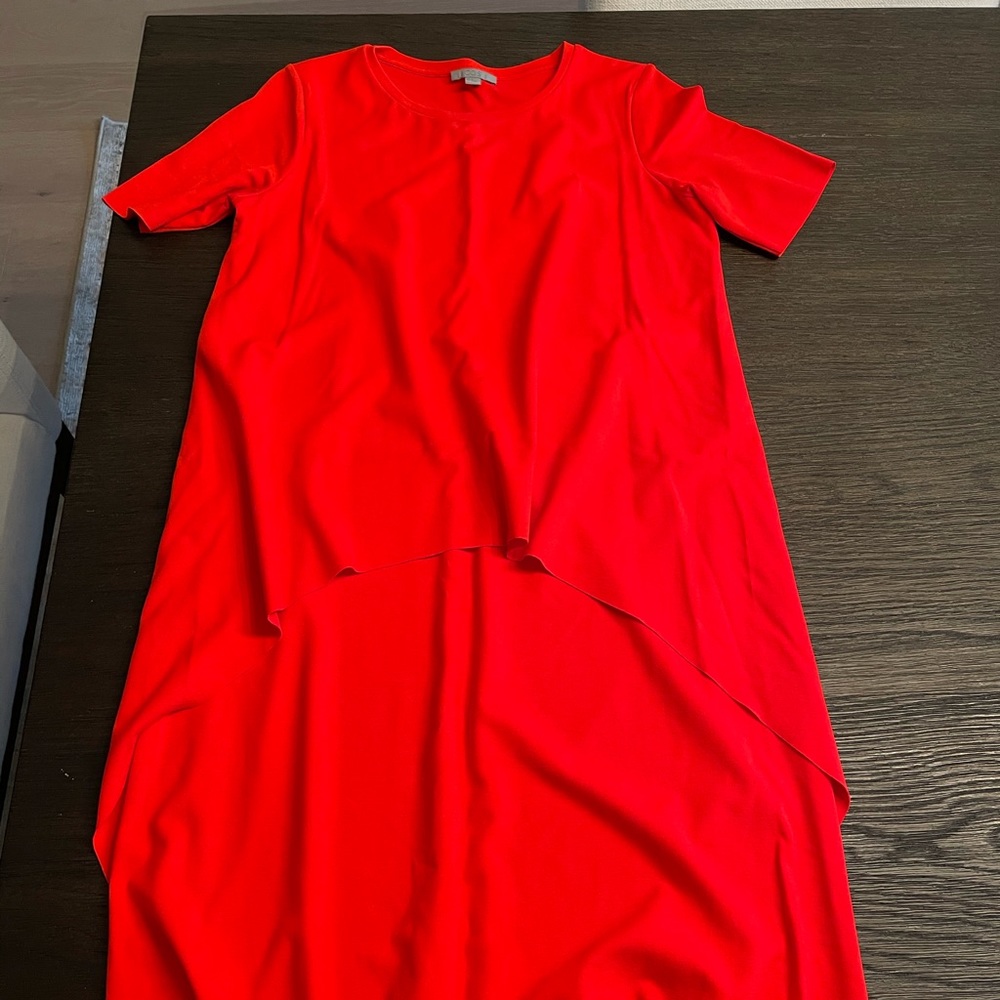 COS coral summer dress.